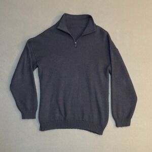 Mens Unbranded Quarter Zip Alpaca Blend Knit Sweater GrayBlue Pullover L/XL Peru